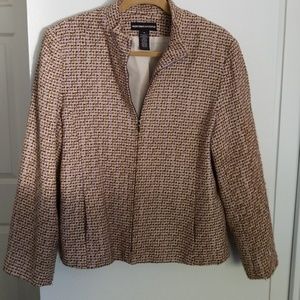 Purple and Brown Zip up Tweed Jacket
